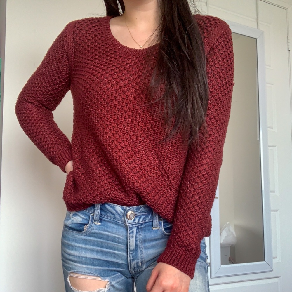 COPY - Massimo Dutti Burgundy Knitted Sweater